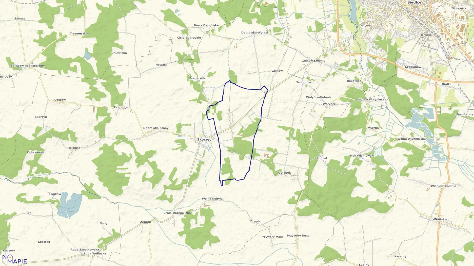 Mapa obrębu DĄBRÓWKA-ŁUG w gminie Skórzec