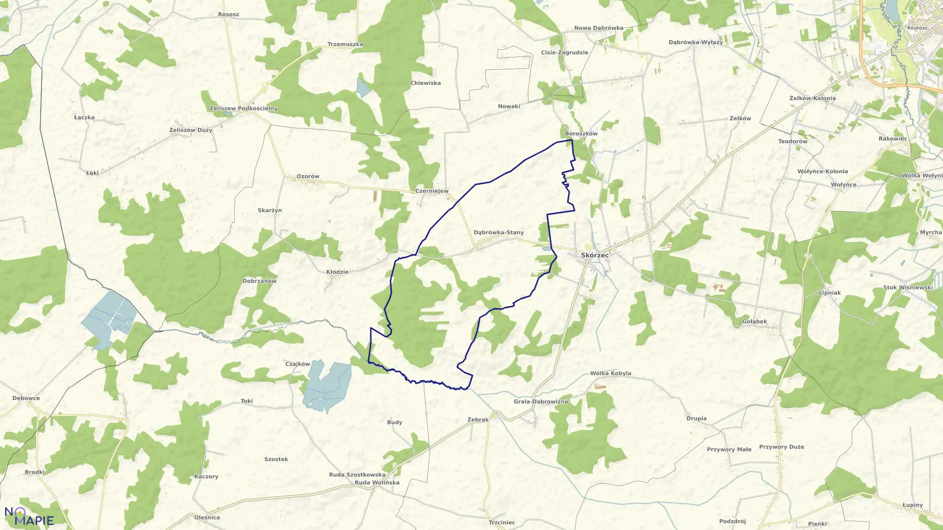 Mapa obrębu DĄBRÓWKA-STANY w gminie Skórzec