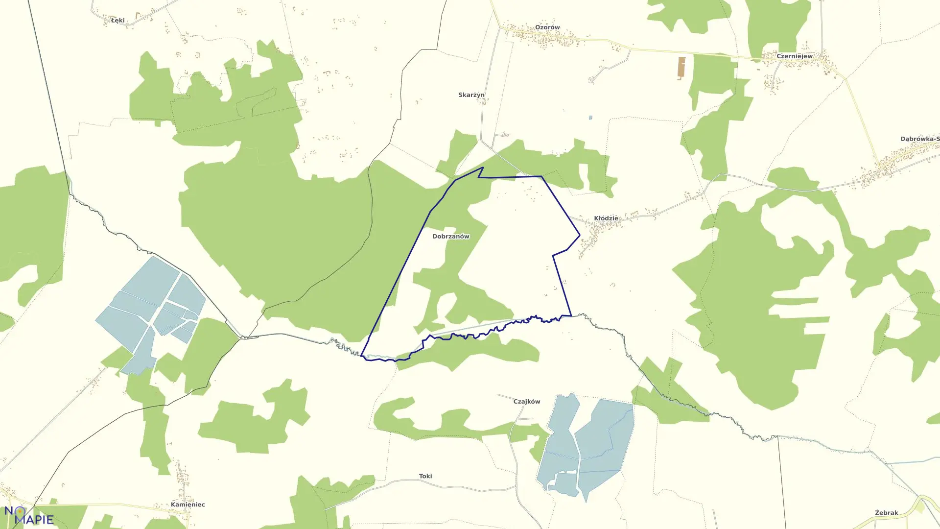 Mapa obrębu DOBRZANÓW w gminie Skórzec